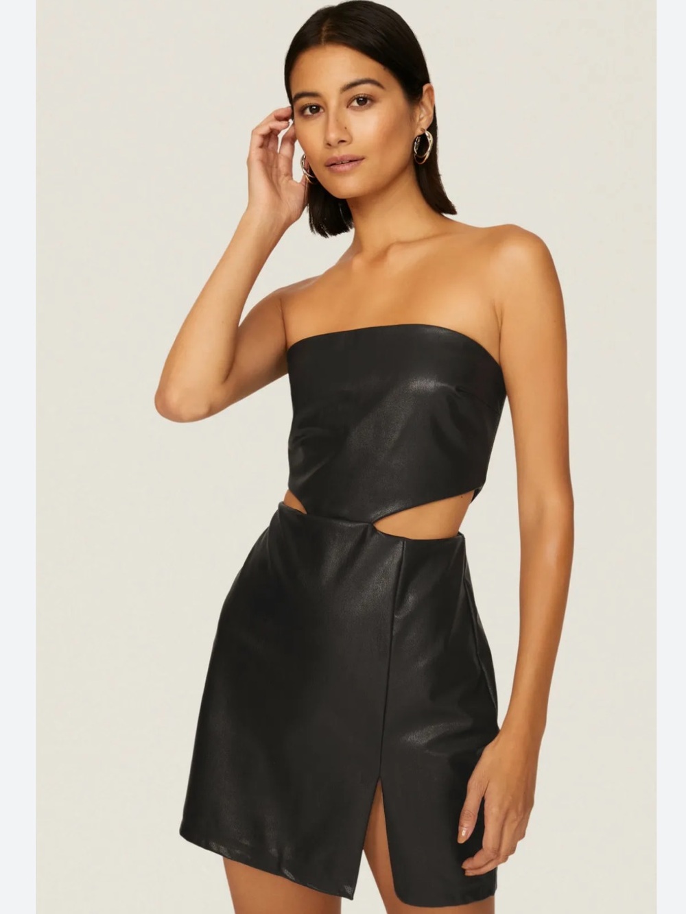 Amanda Uprichard Black Strapless Cutout Mini Dress